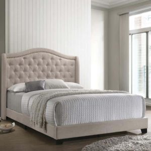 Sonoma Upholstered Beige Queen Size Bed