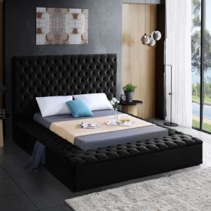 Bliss Black Queen Velvet Bed
