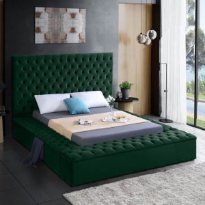 Bliss Green Queen Velvet Bed
