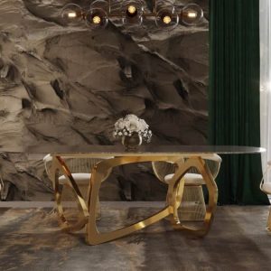 Modrest Colton - Modern Brown & Gold Dining Table and Chairs