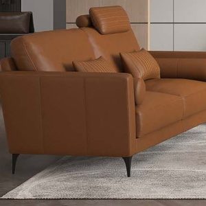 Tussio Tan Italian Leather Loveseat