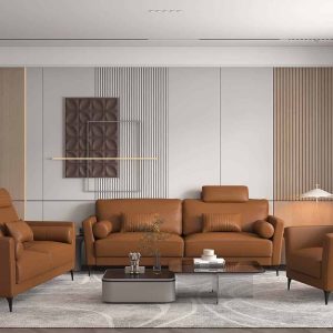 Tussio Tan Italian Leather Living Room Collection