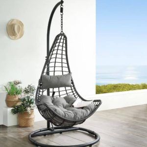Uzae Grey Patio Swing Chair