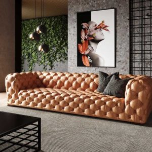 Divani Casa Dexter - Transitional Camel Tufted Sofa