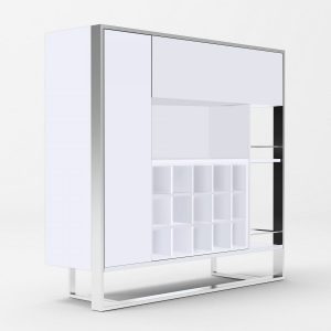 Modrest Fauna - Modern White & Stainless Steel Wine Cabinet