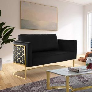 Casa Black Velvet Loveseat