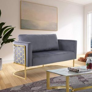 Casa Grey Velvet Love Seat