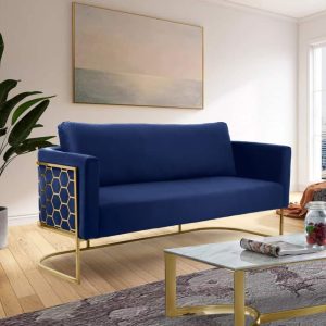 Casa Blue Velvet Sofa