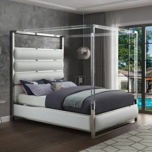 Encore White King Size Faux Leather Bed