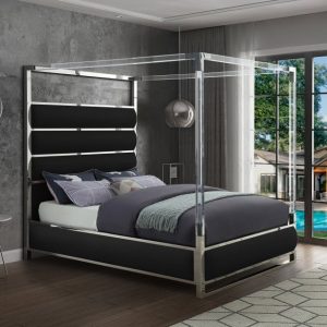 Encore Faux Black Leather King Size Bed