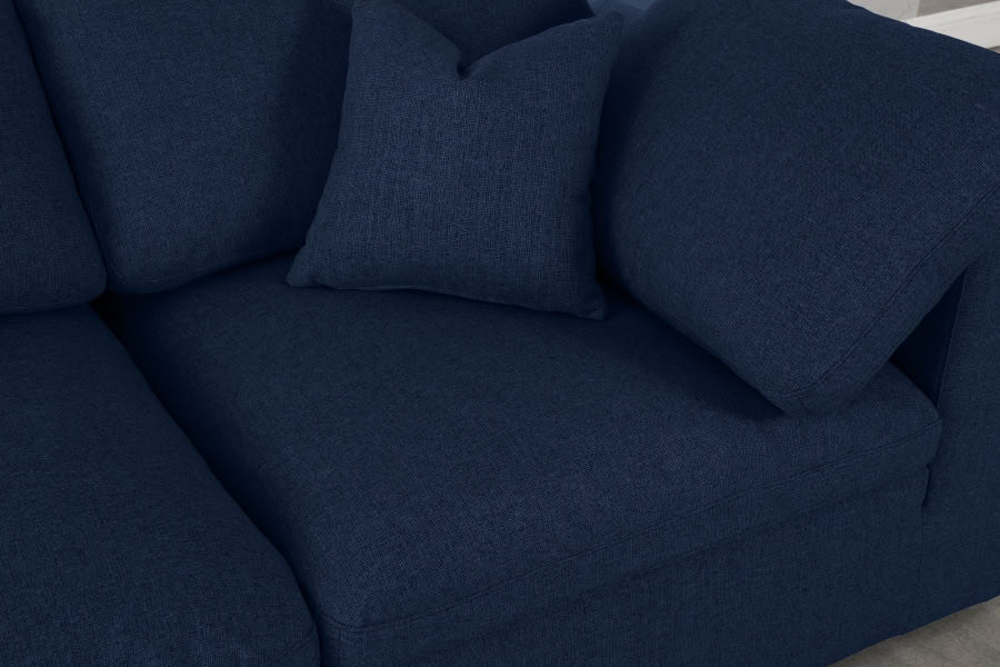 Serene Blue Linen Textured Deluxe Modular Down Filled Cloud-Like Comfort Overstuffed Sectional - Image 3