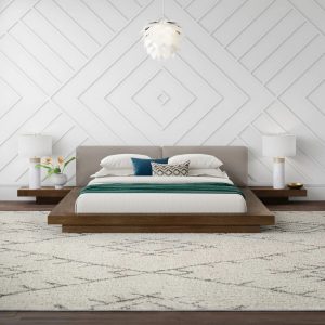 Modrest Tokyo - King Contemporary Walnut and Grey Platform Bed