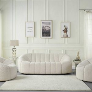 Osmash White Teddy Sherpa Living Room Collection