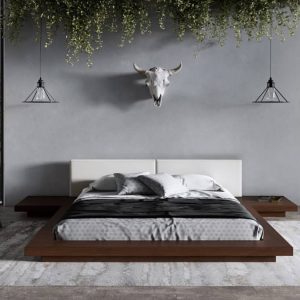 Modrest Tokyo - Contemporary King Walnut and White Platform Bed