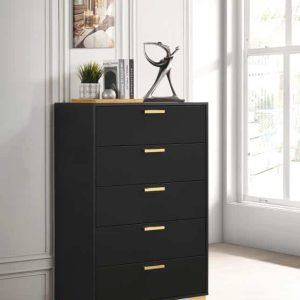 Kendall 5-Drawer Chest Black and Gold