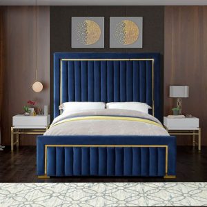 Dolce Blue Velvet Queen Bed