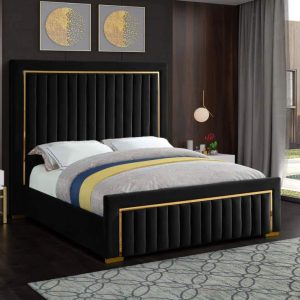 Dolce Black Velvet Queen Bed