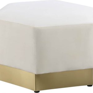 Marquis Cream Velvet Ottoman