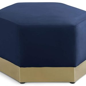 Marquis Navy Blue Velvet Ottoman
