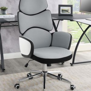 Upholstered Office Chair Light with Casters Grey and Chrome