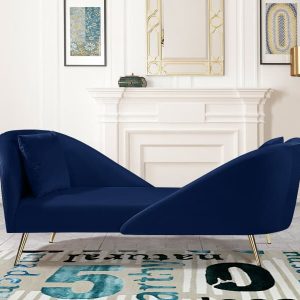 Nolan Navy Blue Velvet Chaise