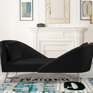 Nolan Black Velvet Chaise