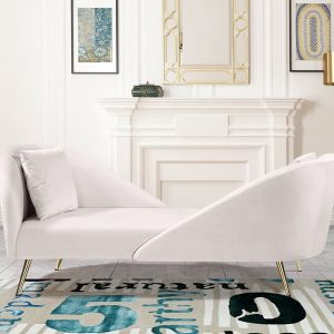 Nolan Cream Velvet Chaise