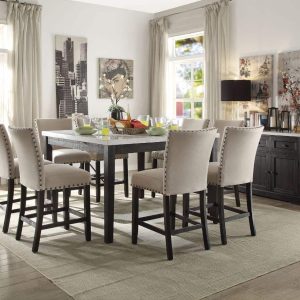 Nolan 9 Pc Marble Counter Height Dinning Room Set