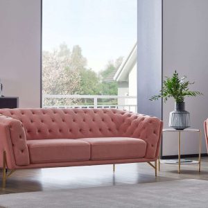 Divani Casa Aiken - Modern Salmon Velvet Sofa
