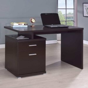Irving 2-drawer Office Desk with Cabinet Cappuccino