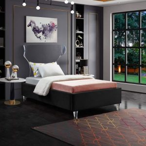 Twin Size Ghost Black Velvet Bed