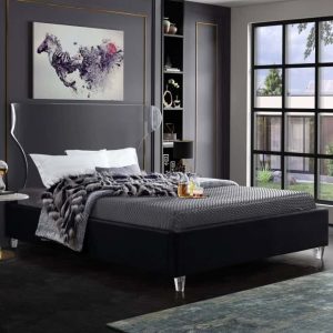 Queen Size Ghost Black Velvet Bed