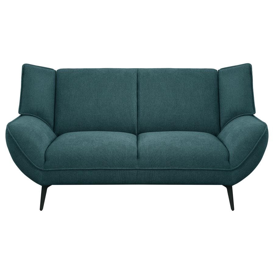 Mid-Century Modern Teal Love Seat - Image 2