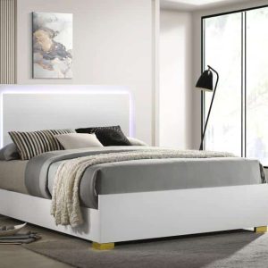 Marceline Queen Bed with LED Headboard White