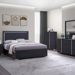 Marceline Black LED Bed Room Collection