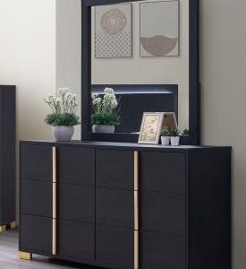 Marceline 6-drawer Dresser & Mirror Black