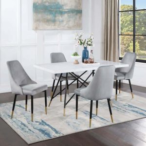 Gabrielle 5-piece Marble Top Rectangular Dining Table Set