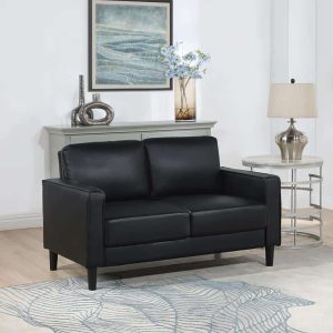 Ruth Upholstered Track Arm Faux Leather Loveseat