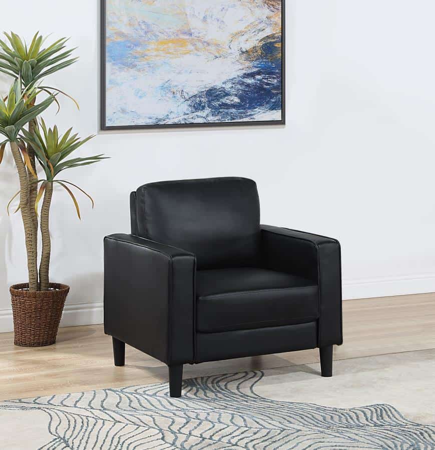 Ruth Faux Black Leather Living Room Collection - Image 6