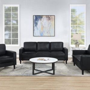 Ruth Faux Black Leather Living Room Collection