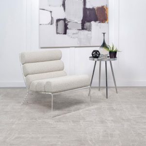 White Serreta Boucle Upholstered Armless Accent Chair