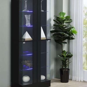 Cabra Black LED Display Case Curio Cabinet