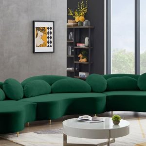 Vivacious Green Velvet 3pc. Sectional