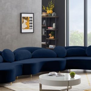 Vivacious Blue Velvet 3pc. Sectional