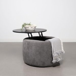 Tesoro Upholstered Round Lift Top Storage Ottoman
