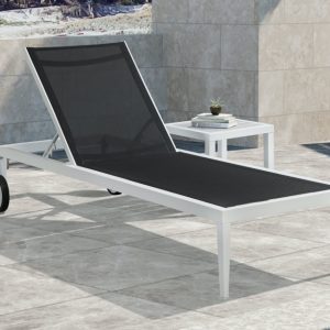 Nizuc Black Outdoor Patio Adjustable Sun Chaise Lounge Chair