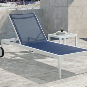 Nizuc Blue Outdoor Patio Adjustable Sun Chaise Lounge Chair