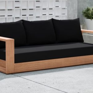 Tulum Water Resistant Black Fabric Outdoor Sofa