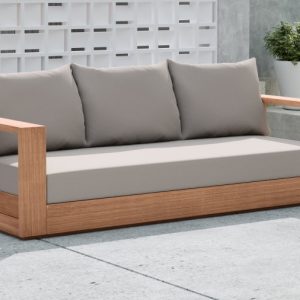 Tulum Water Resistant Grey Fabric Outdoor Sofa