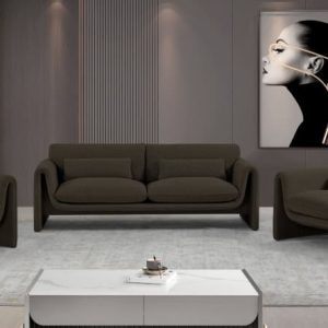 Stylus Boucle Brown Fabric Living Room Collection